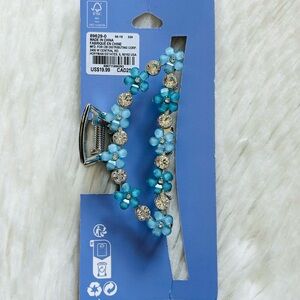Hair Claw Daisy Silver Large blue Metal Hair clip women teens girls New Claire’s
